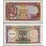 Banque du Congo Belge, colour trial 5000 francs, ND (1950), no serial numbers, (Pick 19A, TBB B...