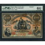 El Banco de Espana, proof 1000 pesetas on card, 1 July 1876, (Pick 13pr),