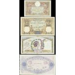 France, Banque de France, group of 4 notes from the 1930's to 1940's, (Pick 78c, 88c, 79b and 9...
