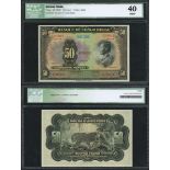 Banque du Congo Belge, 50 francs, ND (1941-1942), serial number 129963, Series B, (Pick 16a, TB...