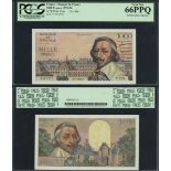 France, Banque de France, 1000 francs, 5.4.1956, serial number T.259 49531, (Pick 134a, Fayette...