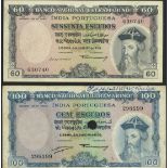 Banco Nacional Ultramarino, Portuguese India, 60 escudos, 1959, (Pick 42, 44),