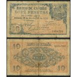 Banco de Espana, Regency issue, 10 pesetas, 21 November 1938, serial number 3463752, (Pick 98a)...