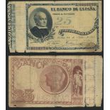 El Banco de Espana, 25 pesetas, 24 July 1893, red serial number 6648175, (Pick 42),