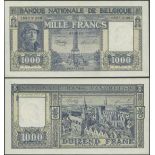 Banque Nationale de Belgique, 1000 francs, 1945, prefix 1855.T.290, (Pick 128b),