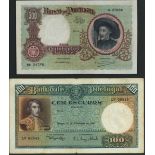 Portugal, Banco de Portugal, 100 escudos, 21.2.1935, serial number LV 08949, (Pick 150 and 151)...