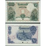 Portugal, Banco de Portugal, 5 escudos, specimen/proof, without date (1924) or serial numbers,...