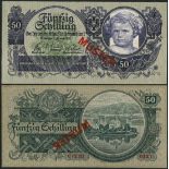 Austrian National Bank, specimen 50 schilling, 1935, (Pick 100s, Richter 237b),