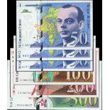 France, Banque de France, group of 6 notes from the series of 1992, (Pick 157, 157A, 158, 159a...