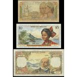 French Antilles, Institut d'Emission des Departments d'Outre Mer, group of 3 notes, series of 1...