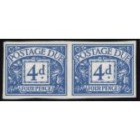 Great Britain Postage Dues 1954-55 4/- blue imperforate horizontal pair,