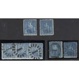 Barbados 1861-70 Rough Perf. 14 to 16 Issue (1d.) blue and (1d.) deep blue, unused with part or...
