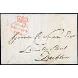 Great Britain Postal History 1818 (21 Nov.) entire letter from Kew to Dublin with a superb red...