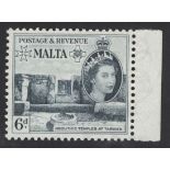 Malta 1956-58 6d. indigo, variety watermark inverted, unmounted mint, from the right of the sh...