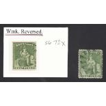 Barbados 1875-80 Watermark Crown CC, Perf. 14 Issue ½d. bright green with watermark inverted an...