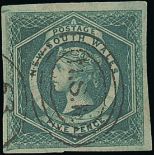 New South Wales 1854-59 Diadem Issue 5d. dull green with good to large margins,
