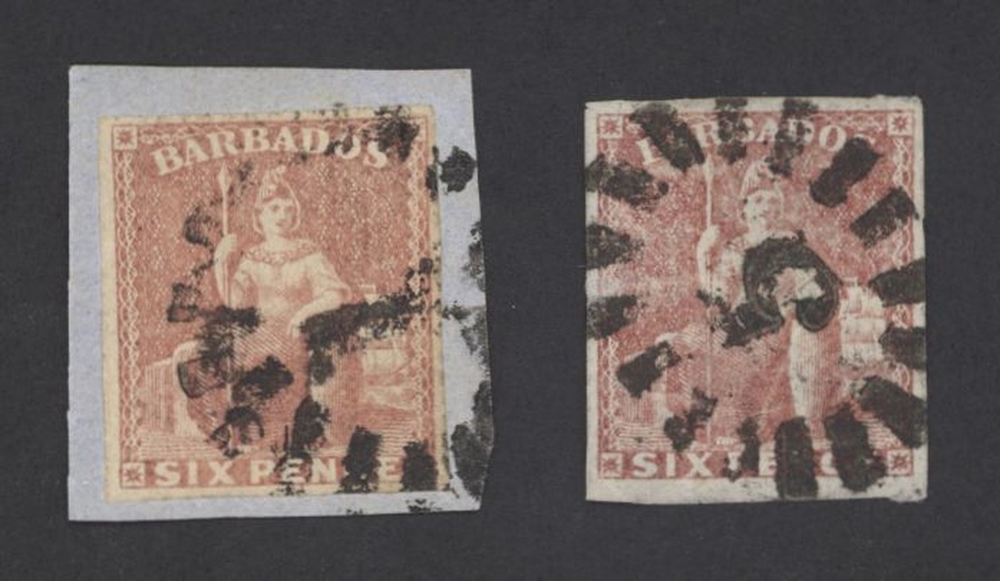 Barbados 1858 (Nov.) Issue 6d. pale rose-red,