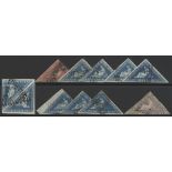 Cape of Good Hope 1855-63 White Paper 1d. rose-red, 4d. blue (9 with a pair, one single margina...