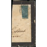 Barbados 1852-55 Issue (2d.) greyish slate, bisected vertically, a large right half cancelled "...