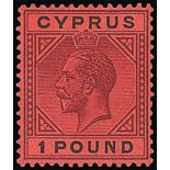 Cyprus 1923 £1 purple and black on red,