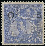 New South Wales Official Stamps 1890 watermark "5/-" sideways, 20s. cobalt-blue neatly cancelle...