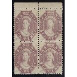 Tasmania 1871-91 perf. 11½ 6d. dull lilac block of four from the top of the sheet,