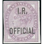 Great Britain Officials Inland Revenue 1880-81 1d. lilac, variety imperforate,