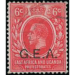 Tanganyika 1917-21 G.E.A. 6c. scarlet, variety watermark sideways, lightly cancelled;