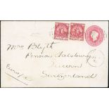 Basutoland The Cape Post Office Period Quthing 1895 (3 June) 1d. pink envelope, uprated with 1d...