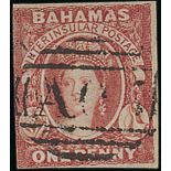 Bahamas 1859 thick, opaque paper, 1d. reddish lake,