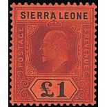 Sierra Leone 1905 MCA £1 purple on red,