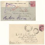 Basutoland The Cape Post Office Period The Boer War Civilian Mail 1901 envelopes (2) from Teyat...