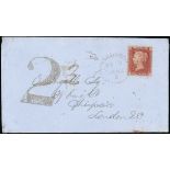 Great Britain Postal History 1862 (10 Feb.) pale blue envelope to London bearing 1d. Stars tied...