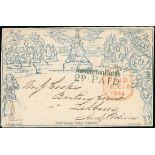 Great Britain 1840 Mulready Two Penny Envelopes a197, dated 18 Oct. 1844 to Herefordshire,