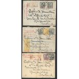 Malaya Johore 1904 envelopes (3, one with letter) ex the same correspondence registered to Capt...