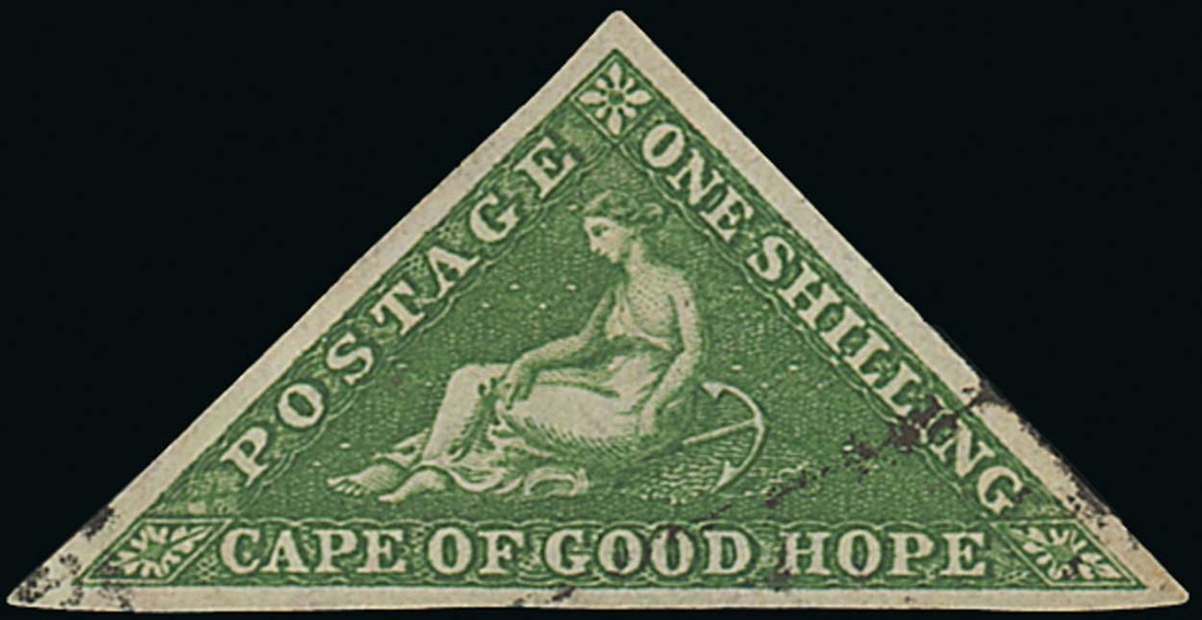 Cape of Good Hope 1855-63 White Paper 1/- bright yellow-green,