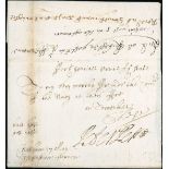 Great Britain Postal History 1653 (27 May) entire letter from Peter Pett (1610-1672), master sh...