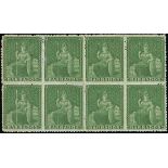 Barbados 1861-70 Rough Perf. 14 to 16 Issue (½d.) grass green block of eight (4x2),