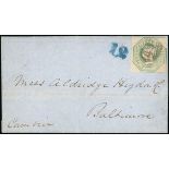 Great Britain 1847-54 Embossed 1/- green, cut-square, touched at top and foot,