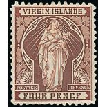 Virgin Islands 1899 4d. brown, error "fourpencf",