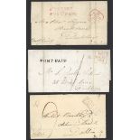 Great Britain Postal History 1828-27 entires or entire letters (7) with Irish Paid markings,