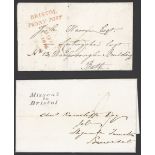 Great Britain Postal History 1816 (Feb.) entire letter to Bath with brilliant red "bristol/Penn...