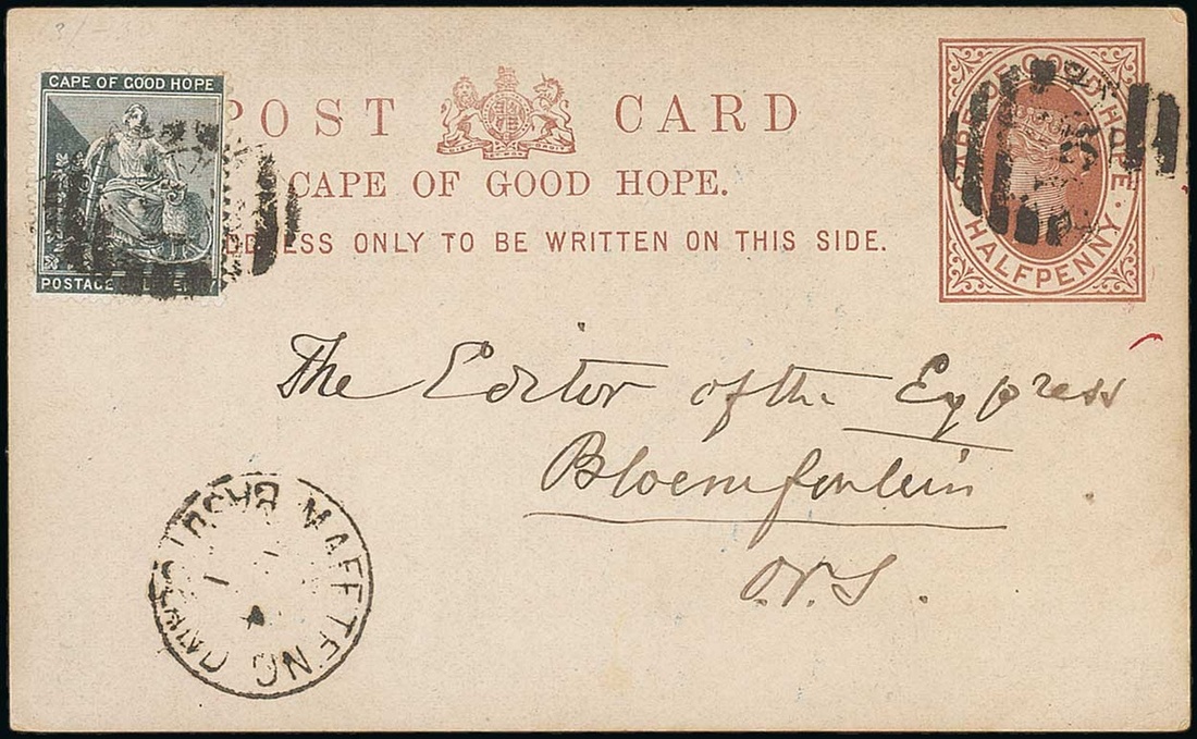 Basutoland The Cape Post Office Period Mafeteng 1891 (1 June) 1d. brown missionary corresponden...