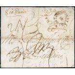 Great Britain Postal History 1744 (21 Jan.) entire letter from France to Dublin, rated "2" in e...