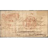 Great Britain Postal History 1839 entire letter from Dublin to India showing London Ship Letter...