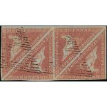 Cape of Good Hope 1853 Deeply Blued Paper 1d. pale brick-red block of four,