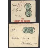 South West Africa South African Occupation Tses: 1916 (Oct. and Nov.) Gries homemade envelopes...