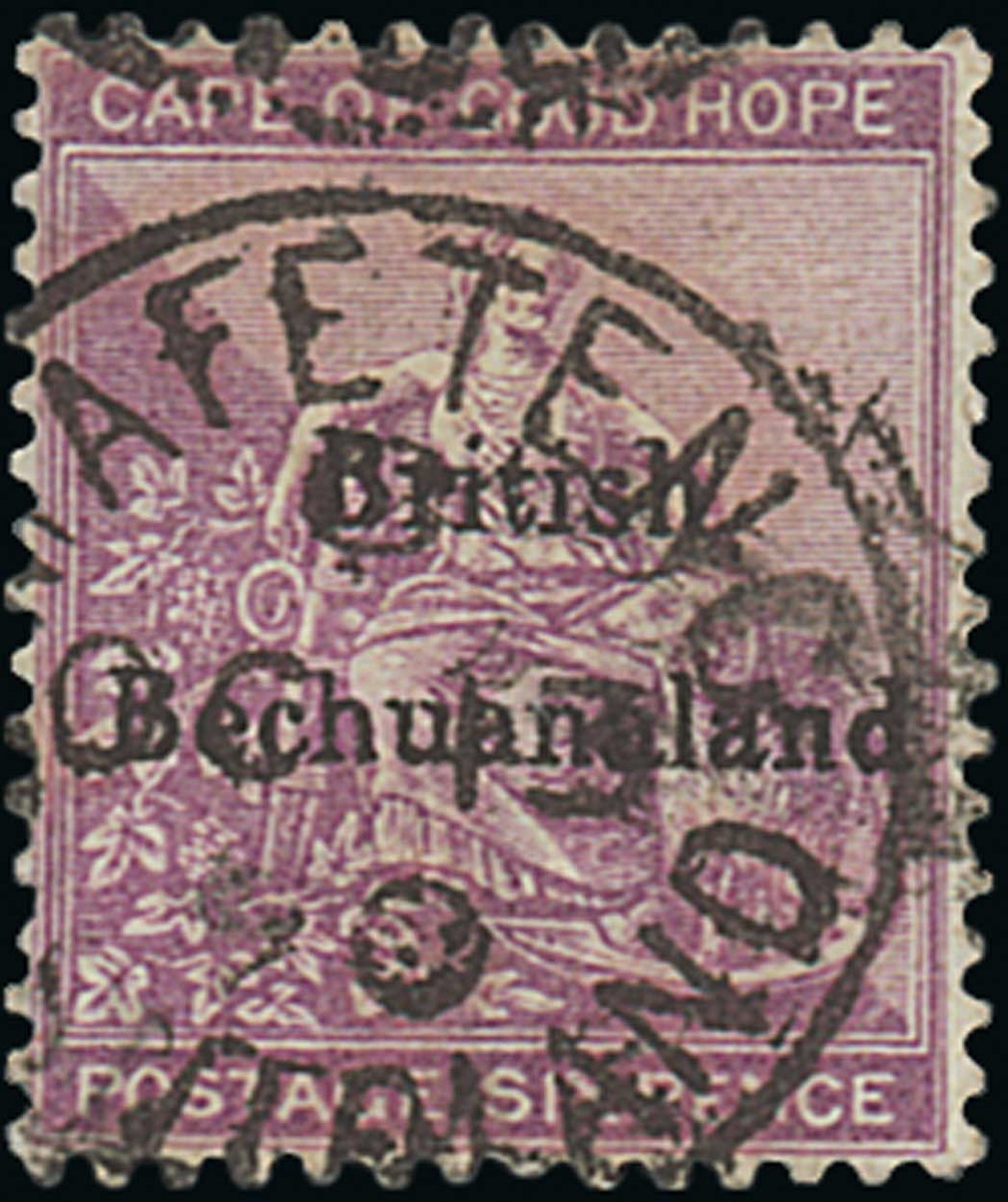 Basutoland The Cape Post Office Period Mafeteng 1890 British Bechuanaland 1885 issue 6d. reddis...