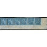 Barbados 1861-70 Rough Perf. 14 to 16 Issue (1d.) pale blue (worn plate) lower right corner str...