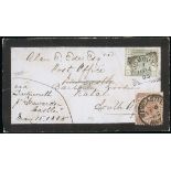 Natal 1885 (May) mourning envelope from Sidmouth "via Dartmouth pr Hoawrden Castle" to Newcast...